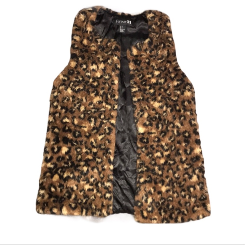 F21 Leopard Print Vest Size Small - image 1